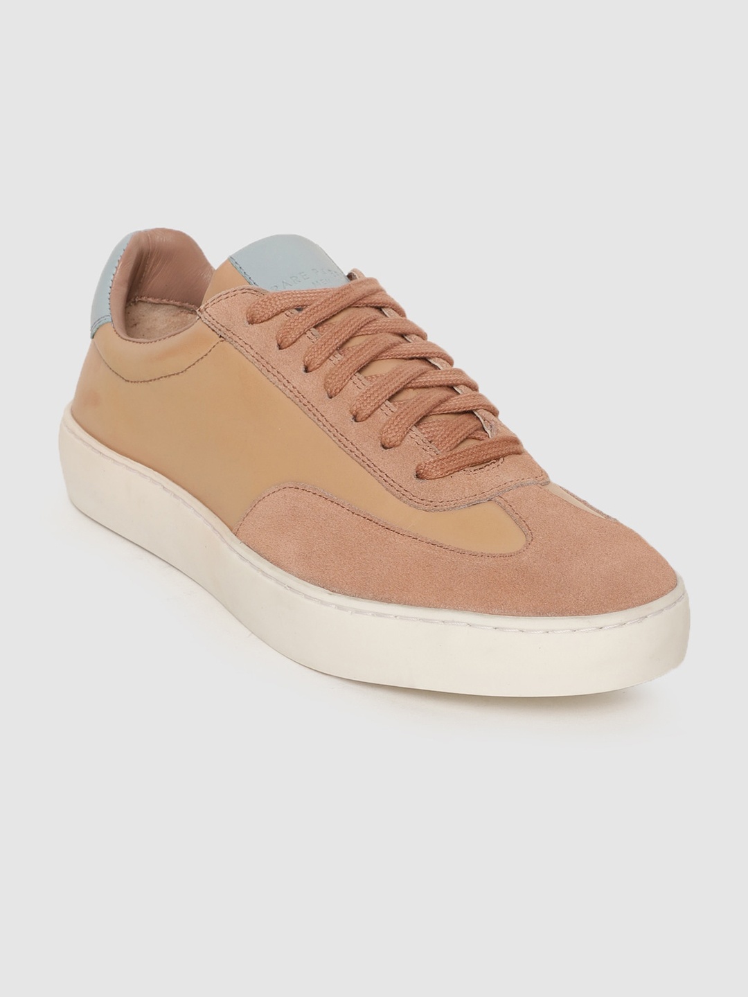 RARE RABBIT Men Walk Colourblocked Leather Sneakers, Peach