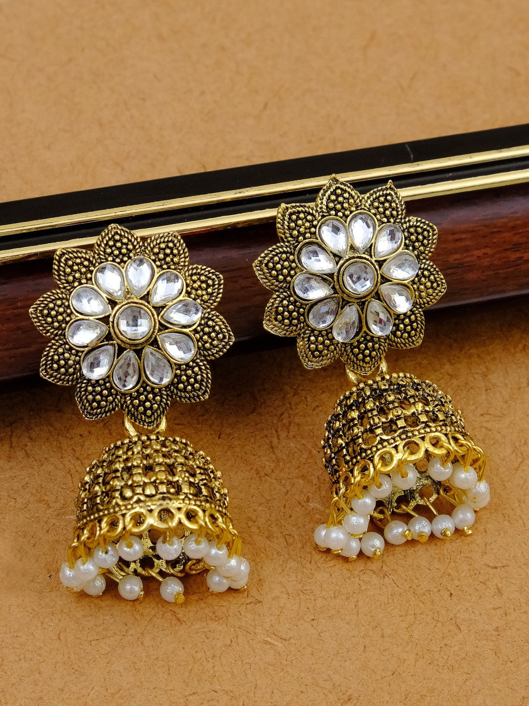 

Crunchy Fashion White Contemporary Jhumkas Earrings