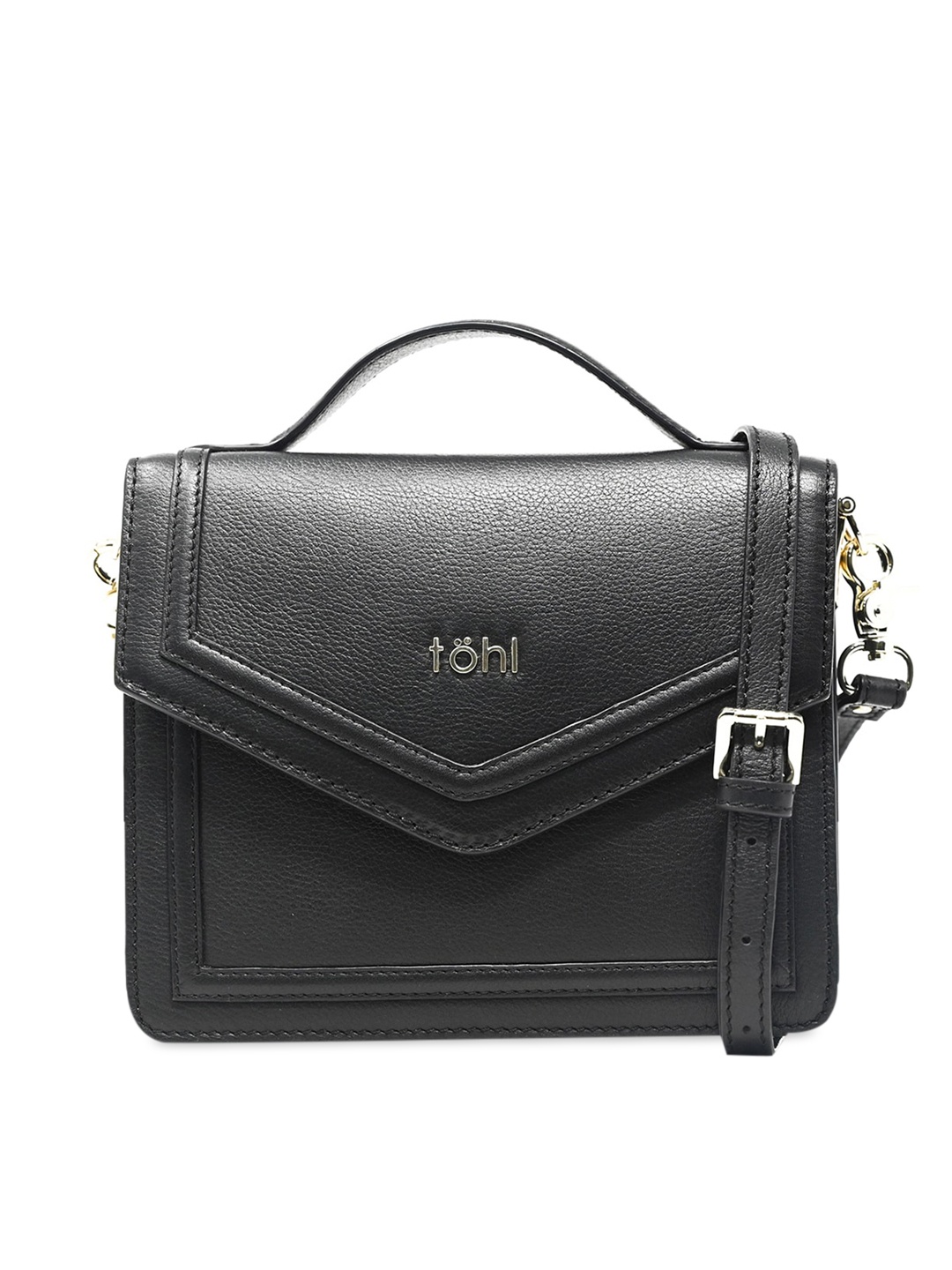 

tohl Black Leather Structured Satchel