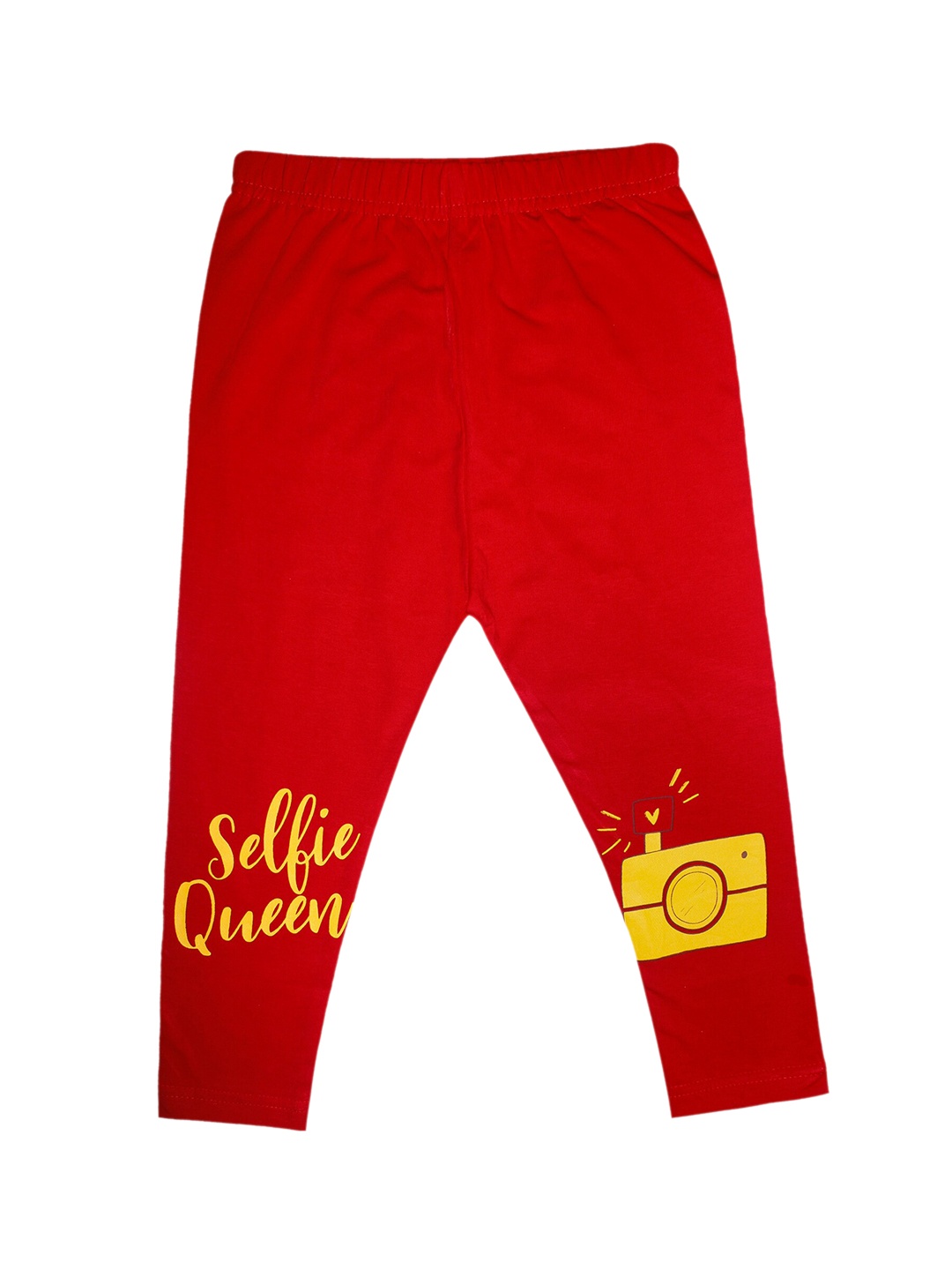 

KiddoPanti Girls Red & Yellow Printed Capri Leggings