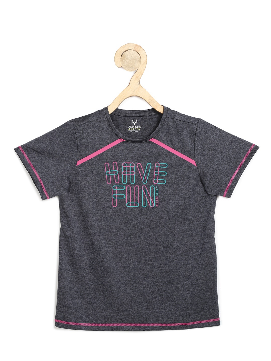 

Allen Solly Junior Girls Grey & Pink Typography Printed T-shirt