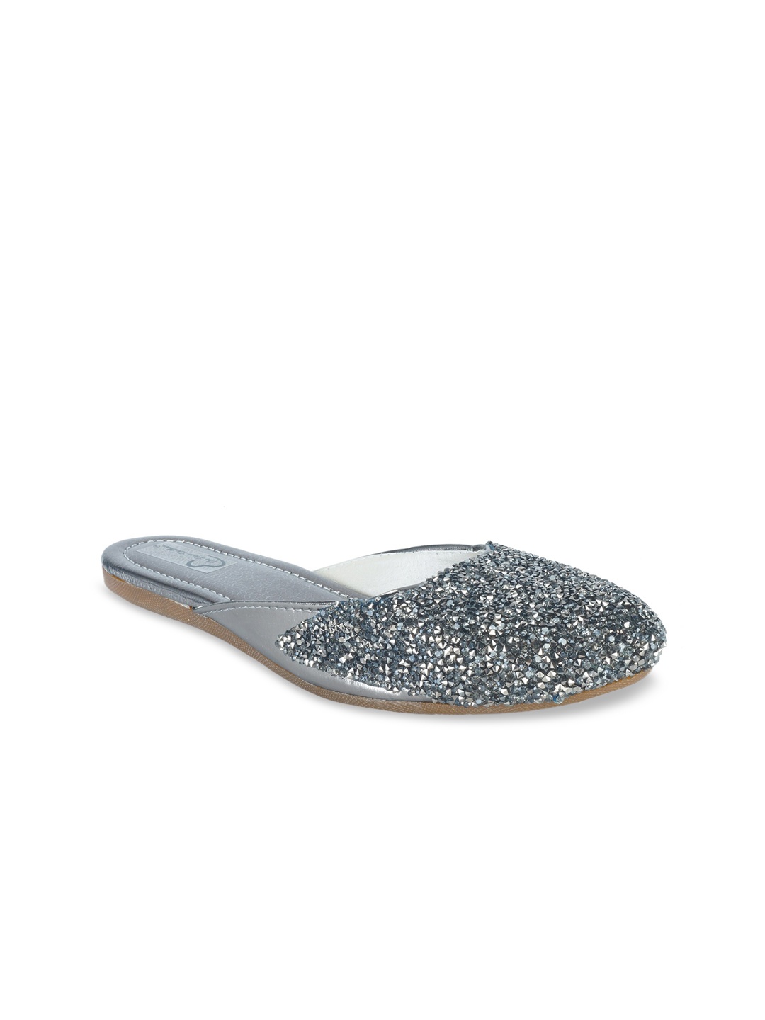 

The Desi Dulhan Women Grey Embellished Mules Flats