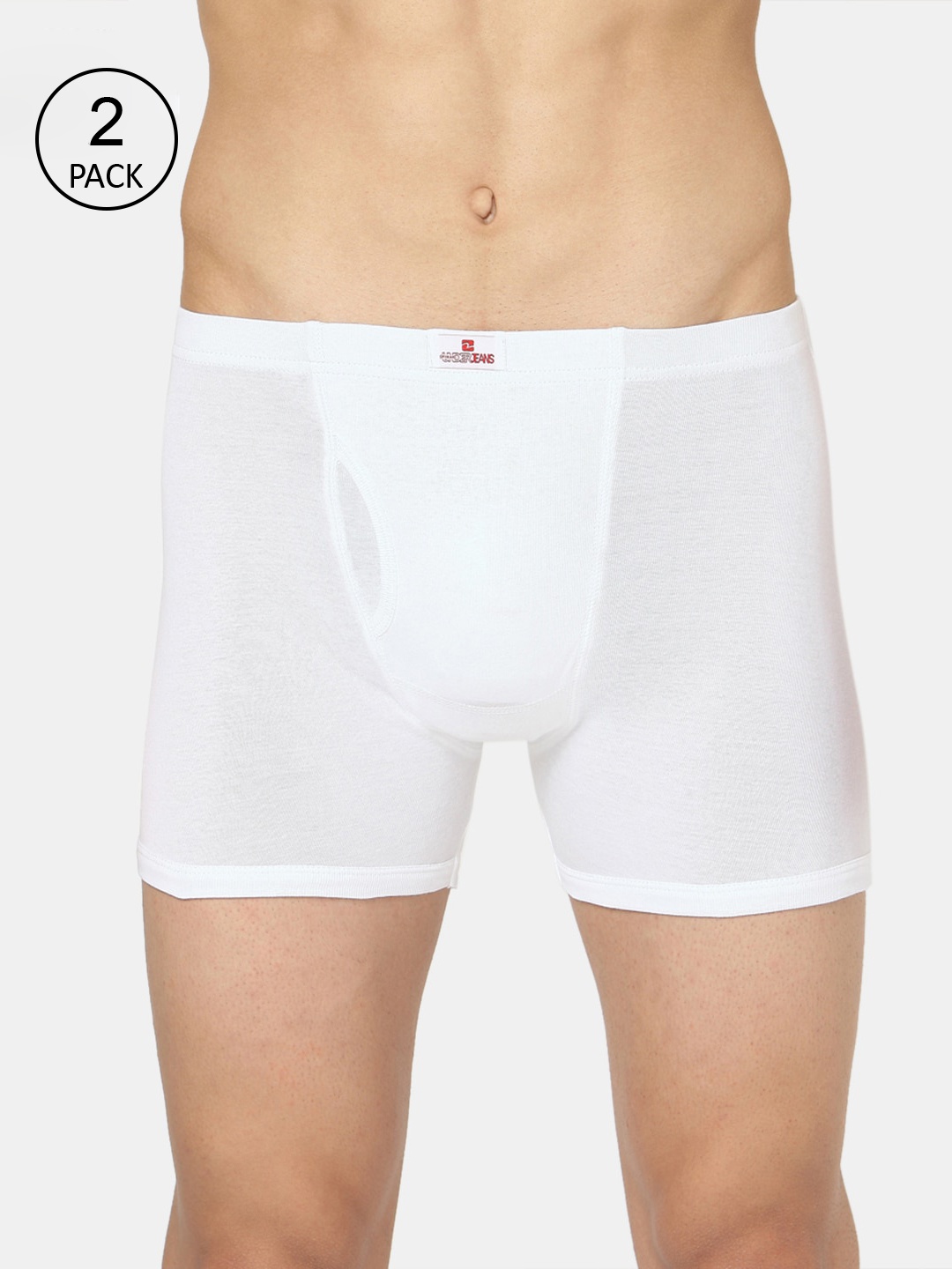 

UnderJeans by Spykar Men Pack Of 2 White Solid Cotton Trunks UJMTRPTC040