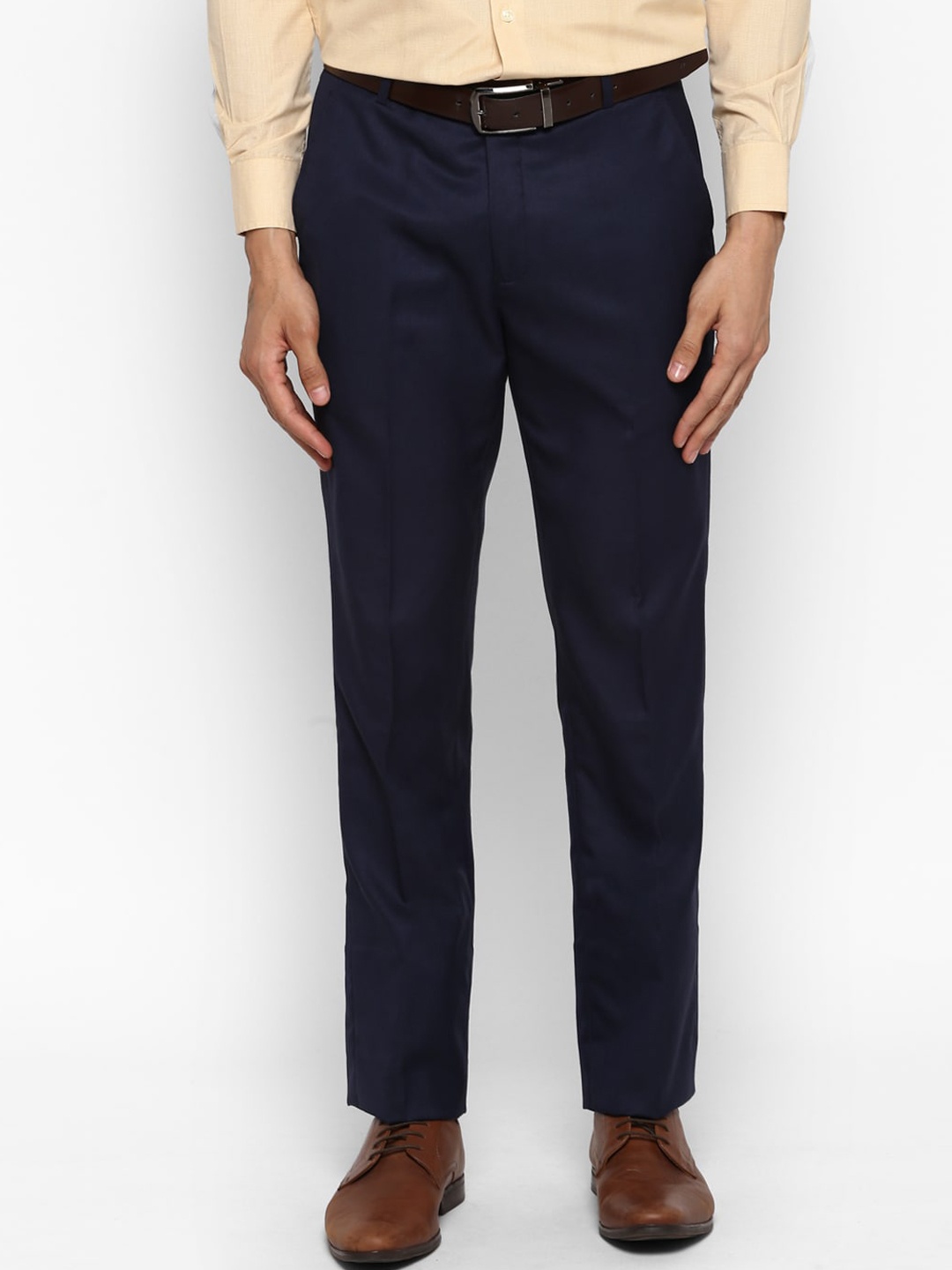 

Cantabil Men Navy Blue Straight Fit Formal Trousers