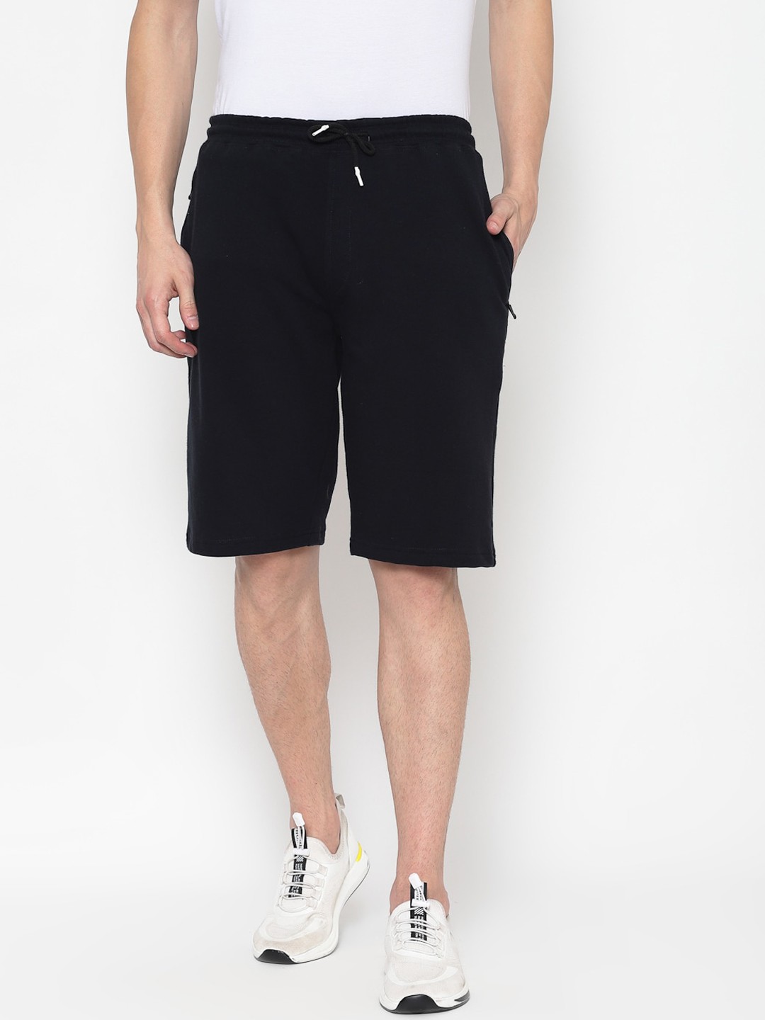 

PAUSE SPORT Men Black Slim Fit Mid-Rise Cotton Sports Shorts