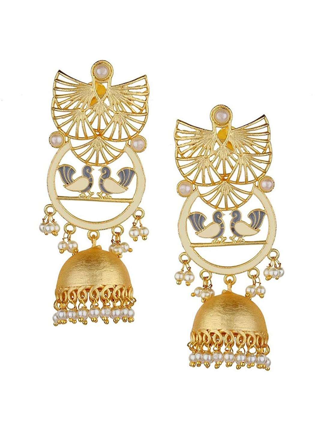 

Runjhun Gold-Toned Contemporary Jhumkas Earrings