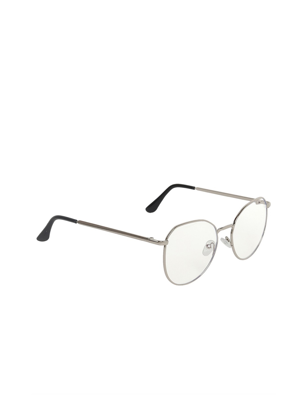 

CRIBA Unisex Clear Lens & Gunmetal-Toned Other UV Protected Sunglasses 01_HEXA_NICKLE, Transparent