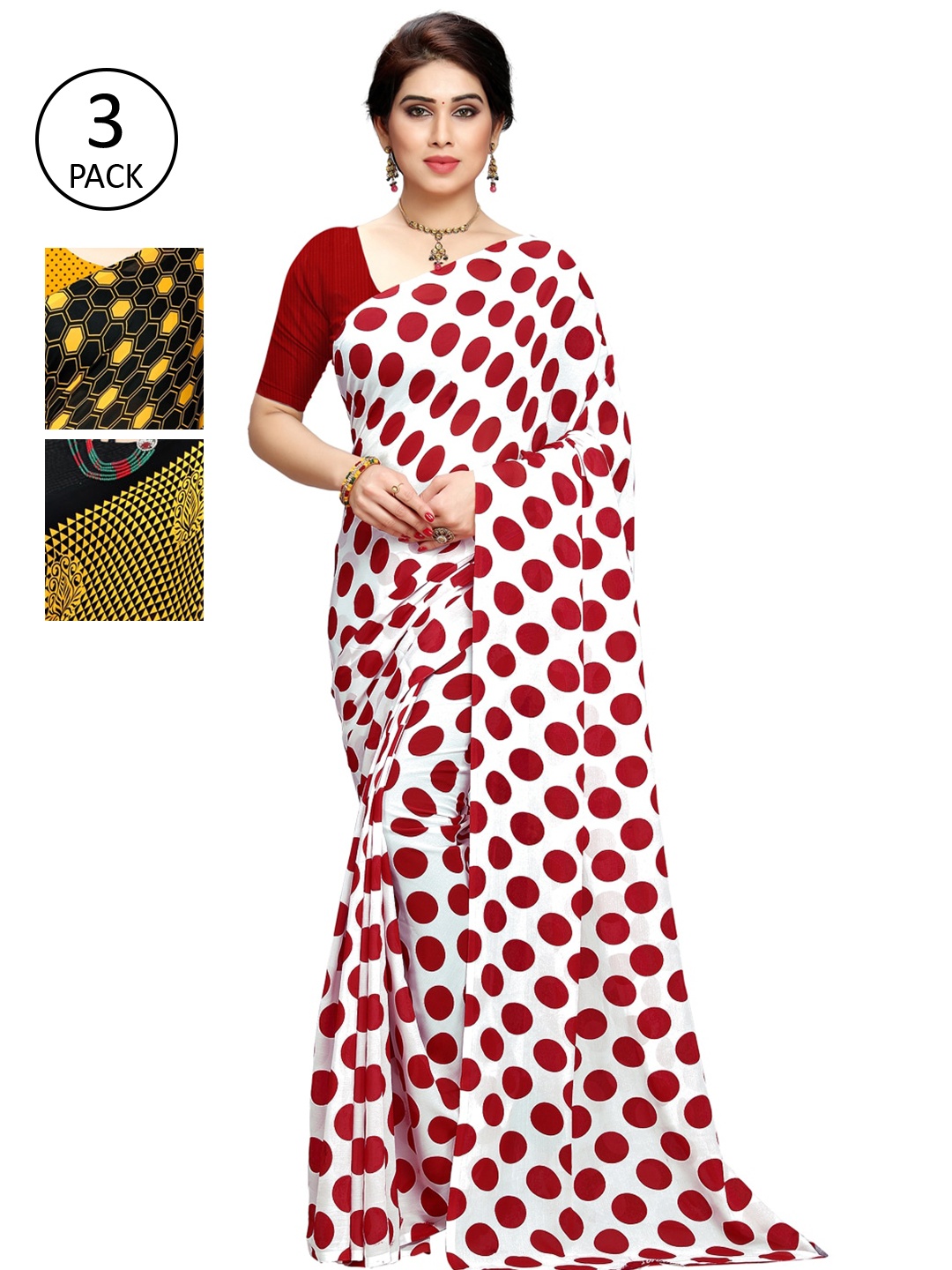 

KALINI Yellow & Black Pack of 3 Saree