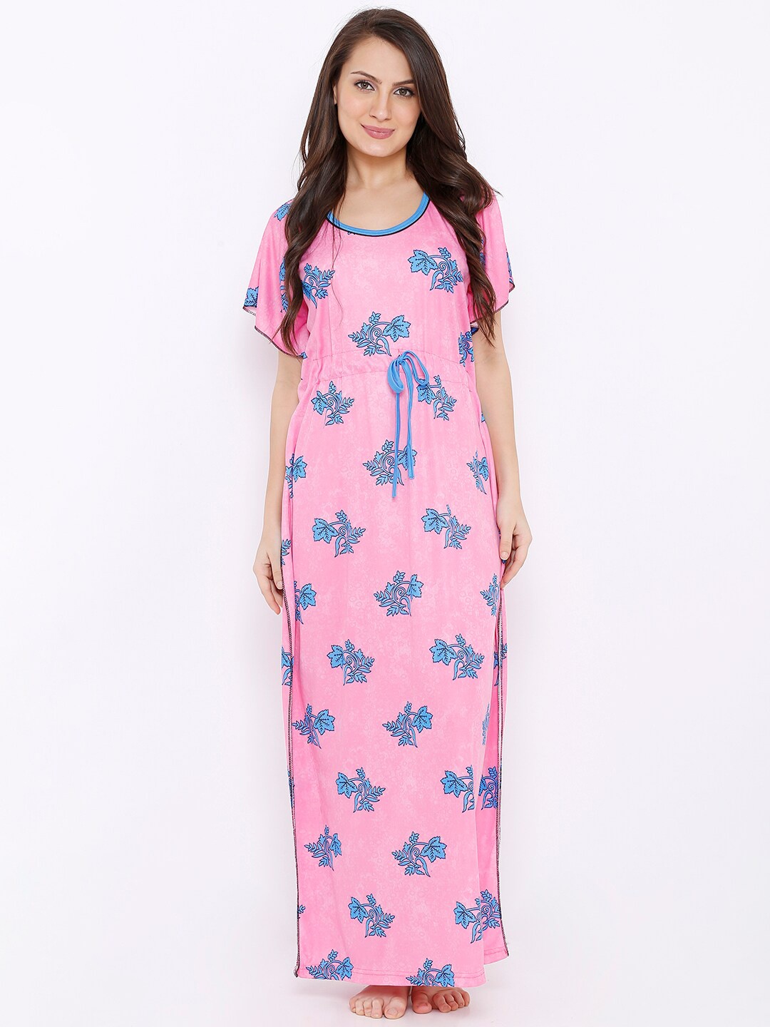 

Pretty Awesome Pink Printed Maxi Nightdress