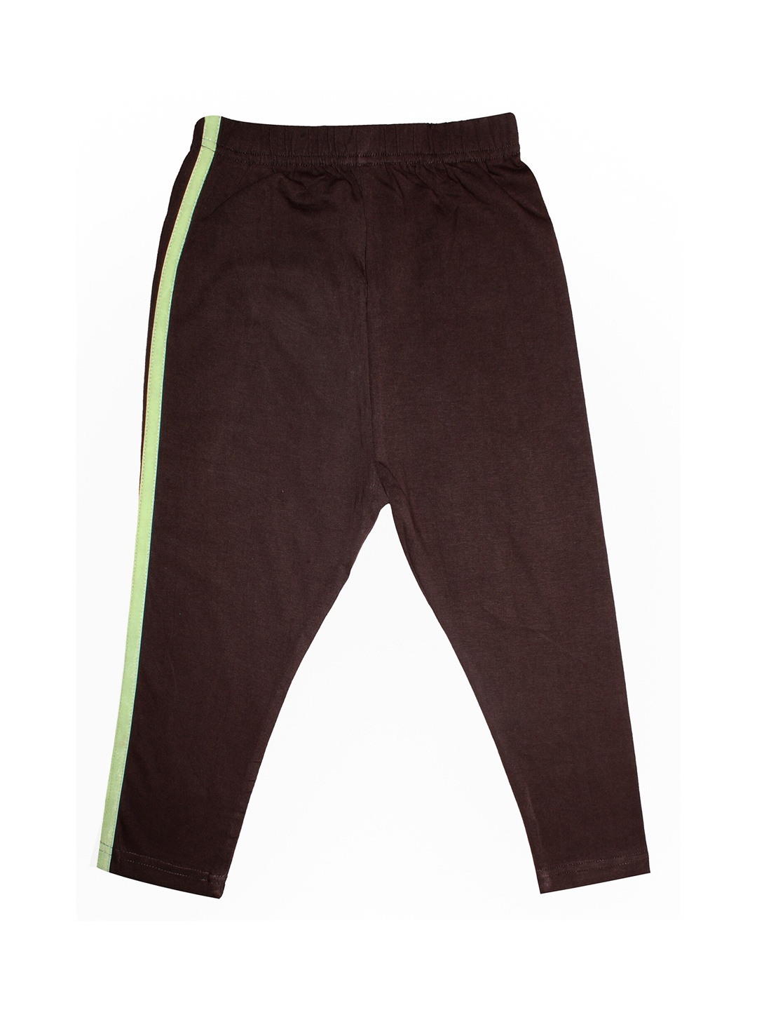 

KiddoPanti Girls Coffee Brown Solid Capri Leggings With Side Tape