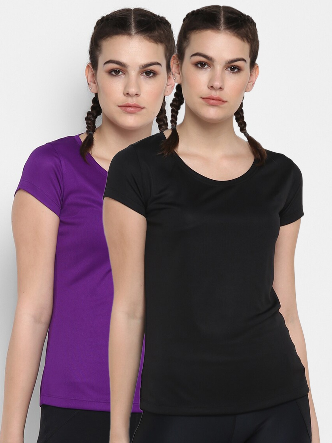 

ScoldMe Women Pack Of 2 Slim-Fit T-shirt, Multi