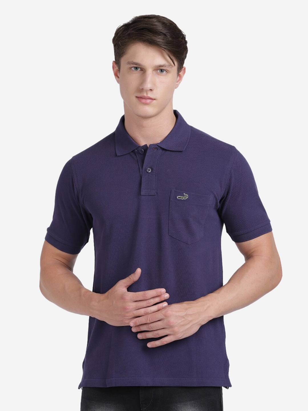 

Crocodile Men Purple Polo Collar Slim Fit T-shirt