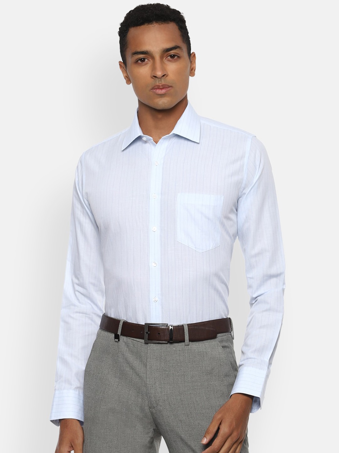 

Van Heusen Men Blue Slim Fit Grid Tattersall Checks Checked Casual Shirt