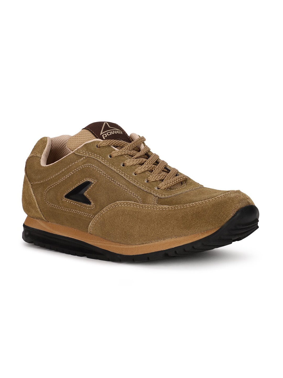 

Power Men Olive Green Leather Running Non-Marking Shoes