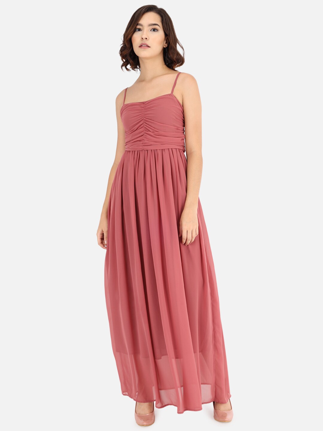 

Trend Arrest Pink Georgette Maxi Dress