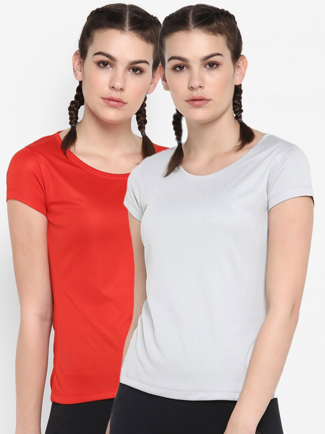 

ScoldMe Women Pack Of 2 Slim-Fit T-shirt, Multi