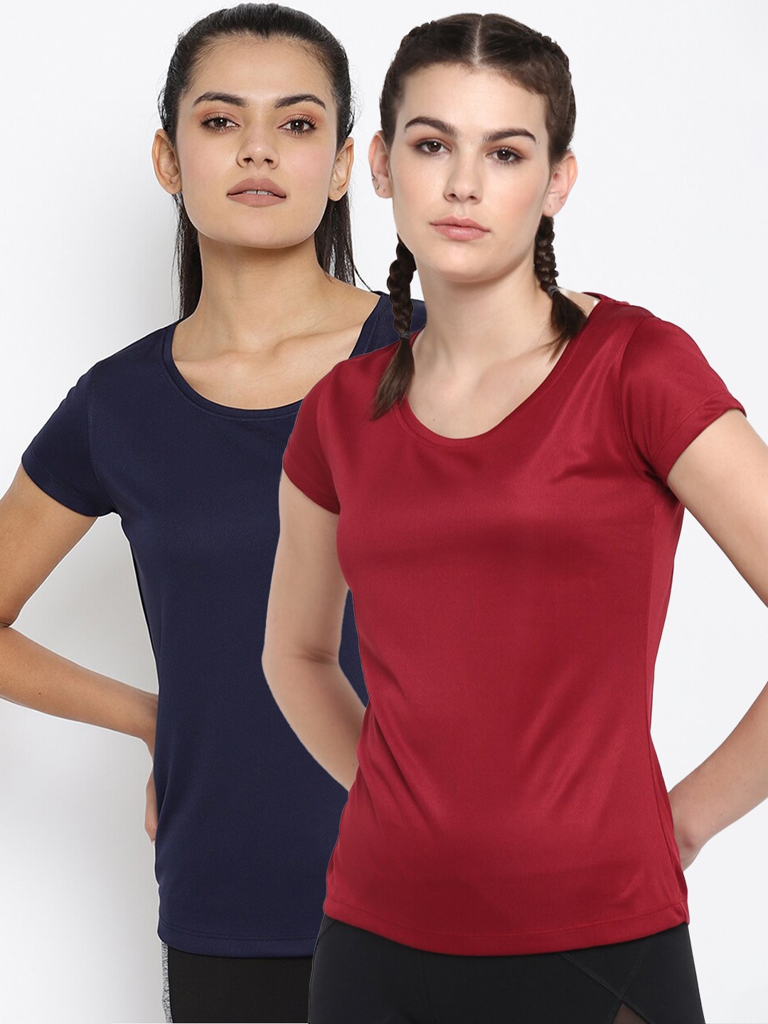 ScoldMe Women Pack Of 2 Slim-Fit T-shirt, Navy blue