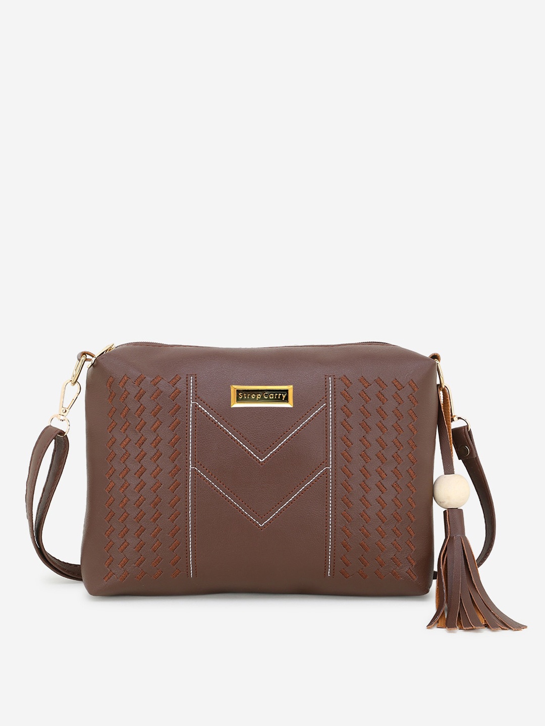

Stropcarry Brown Textured Structured Quilted Sling Bag