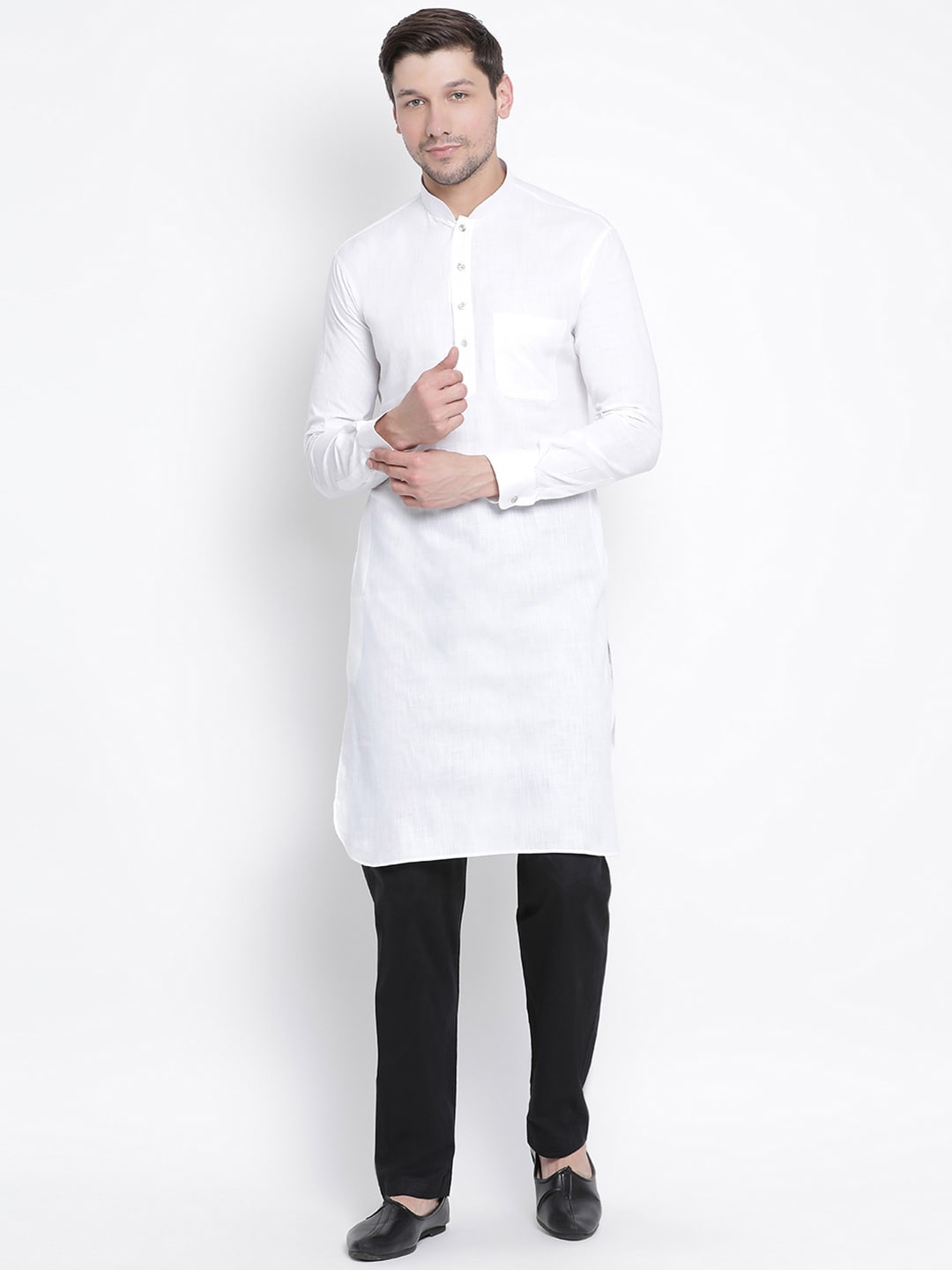 

VASTRAMAY Men White Layered Kurta with Pyjamas