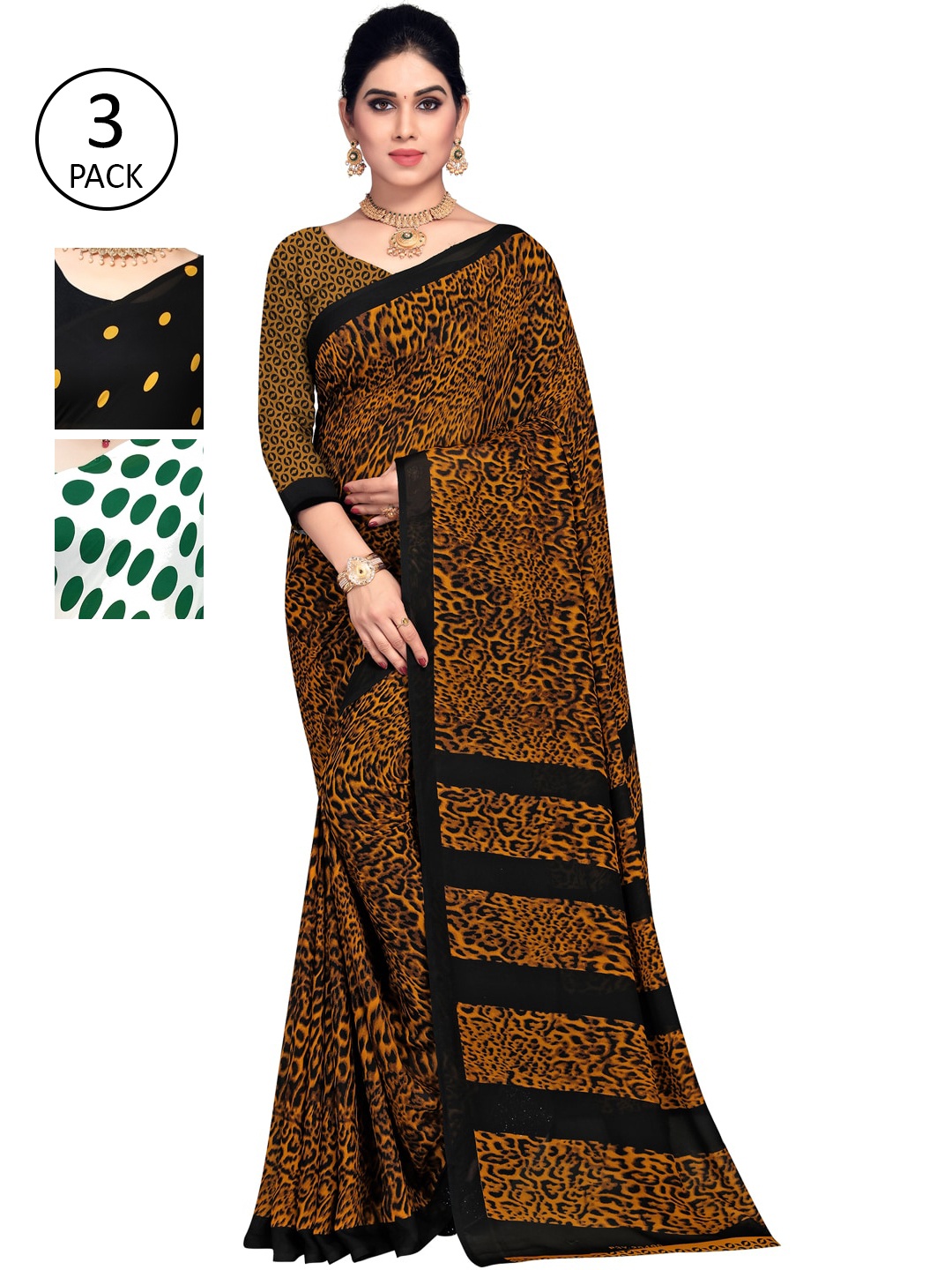 

KALINI Pack Of 3 Sarees, Yellow