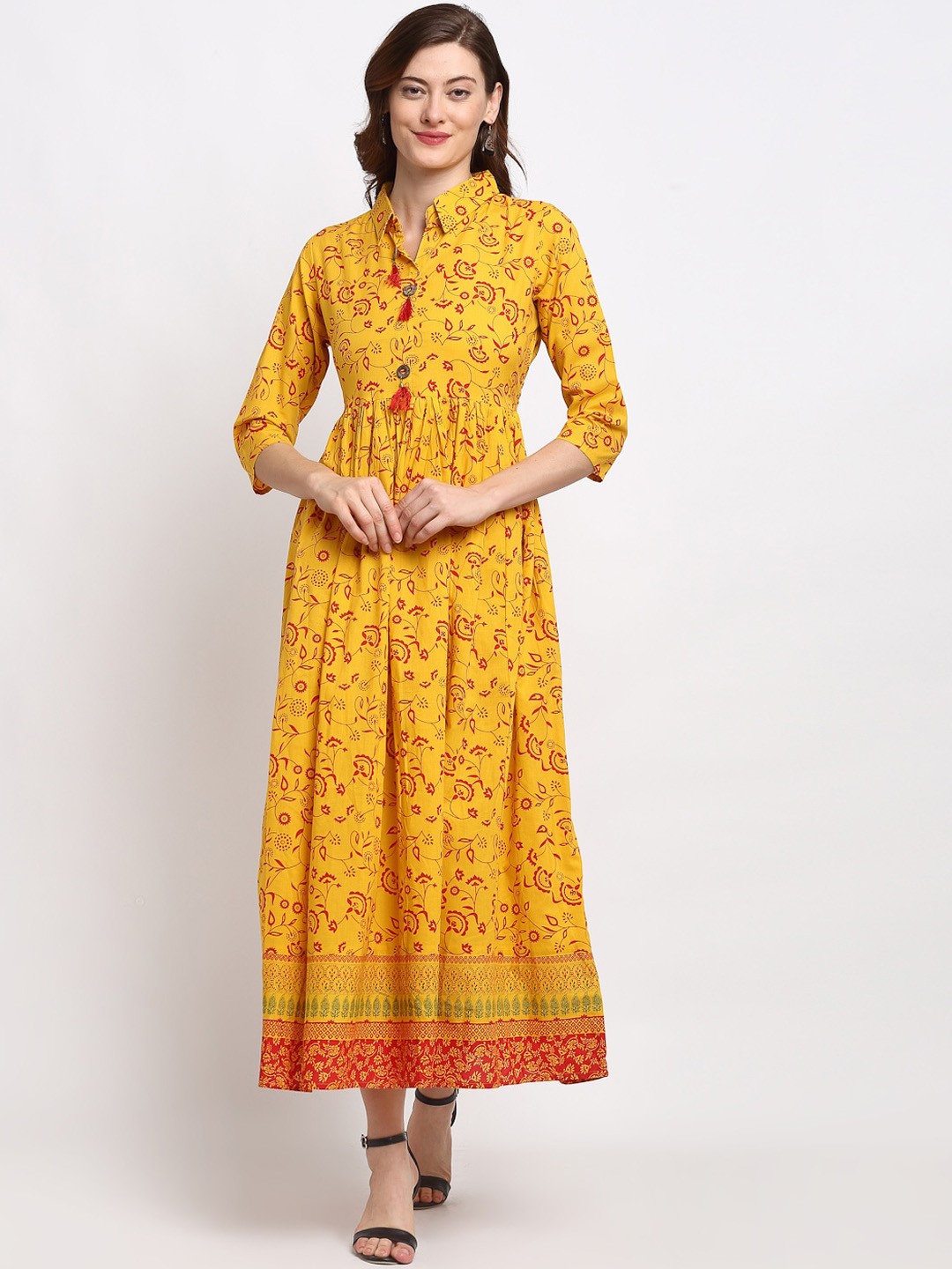 

Lovely Lady Yellow Floral Maxi Dress