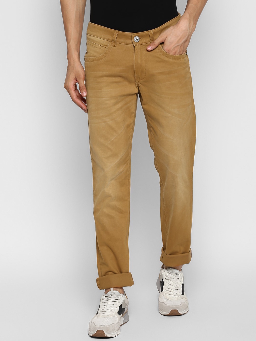 

Cantabil Men Mustard Yellow Straight Fit Chinos Trousers
