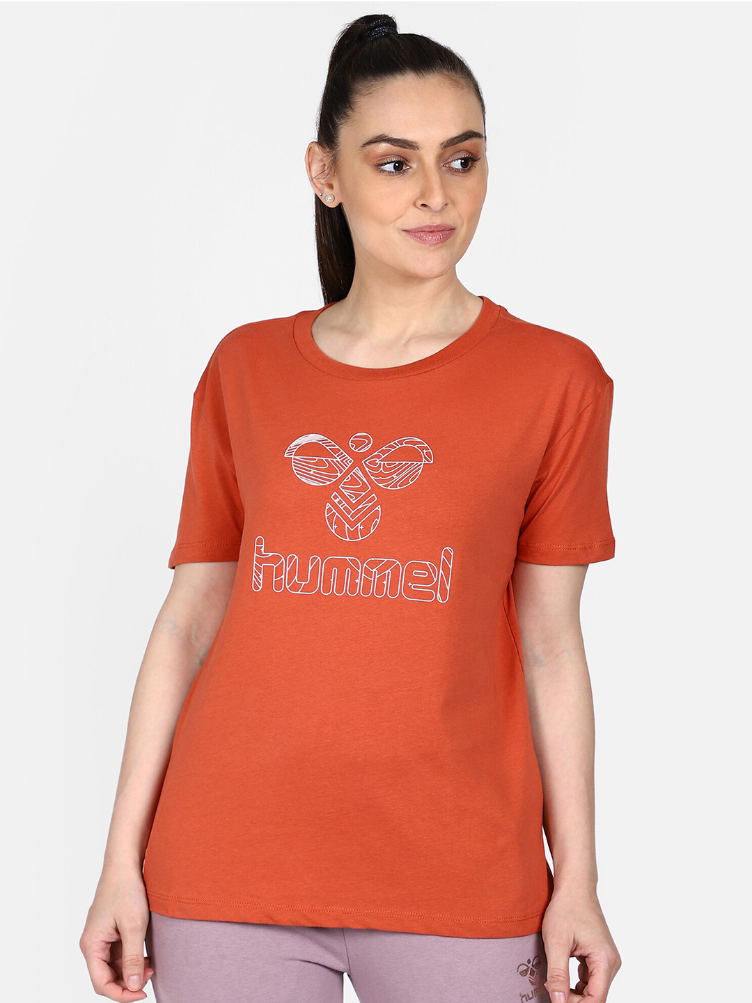 

hummel Women Rust hummel Logo Printed T-shirt