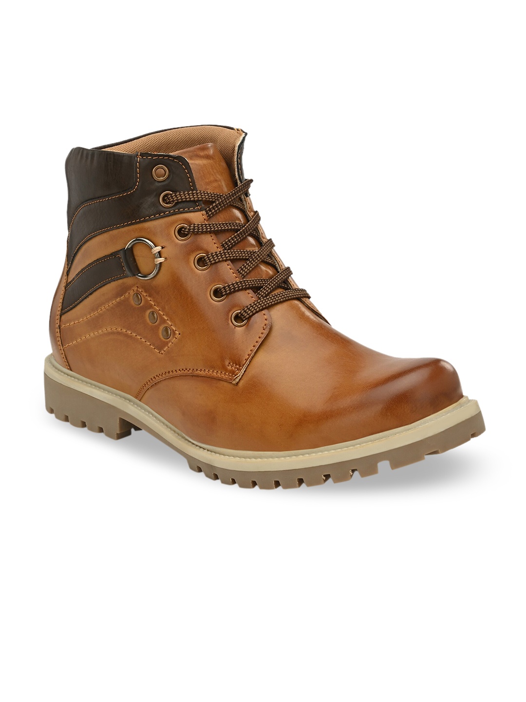 

MENGLER Men Tan Flat Boots