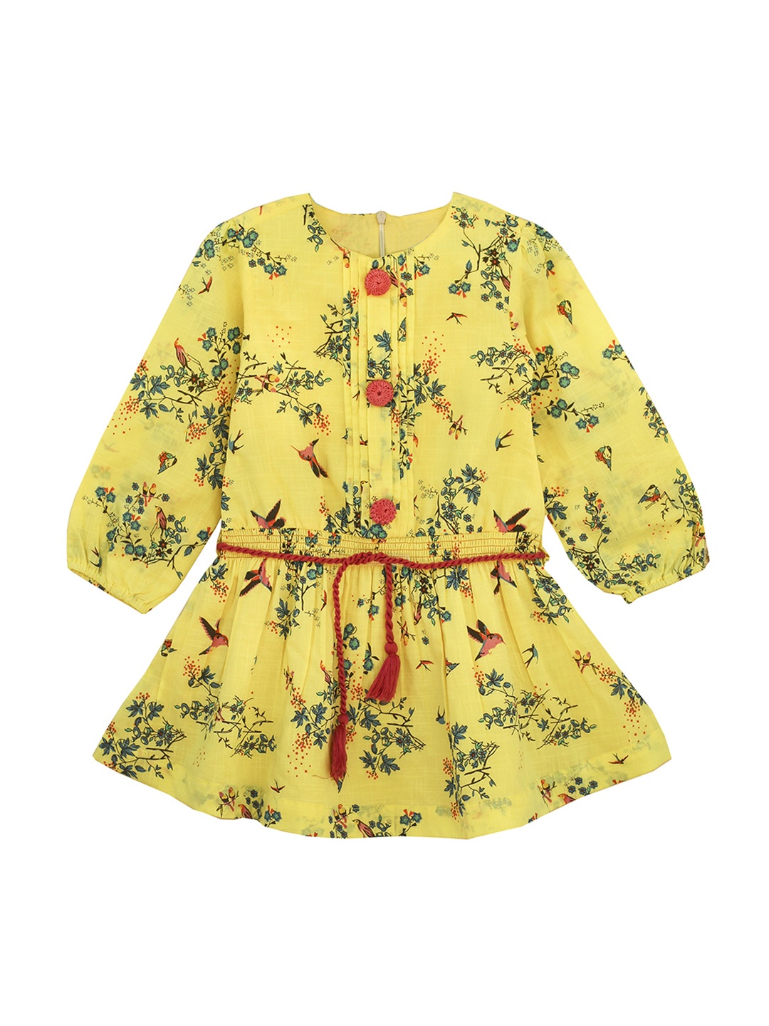

YK Yellow & Green Floral Cotton Dress