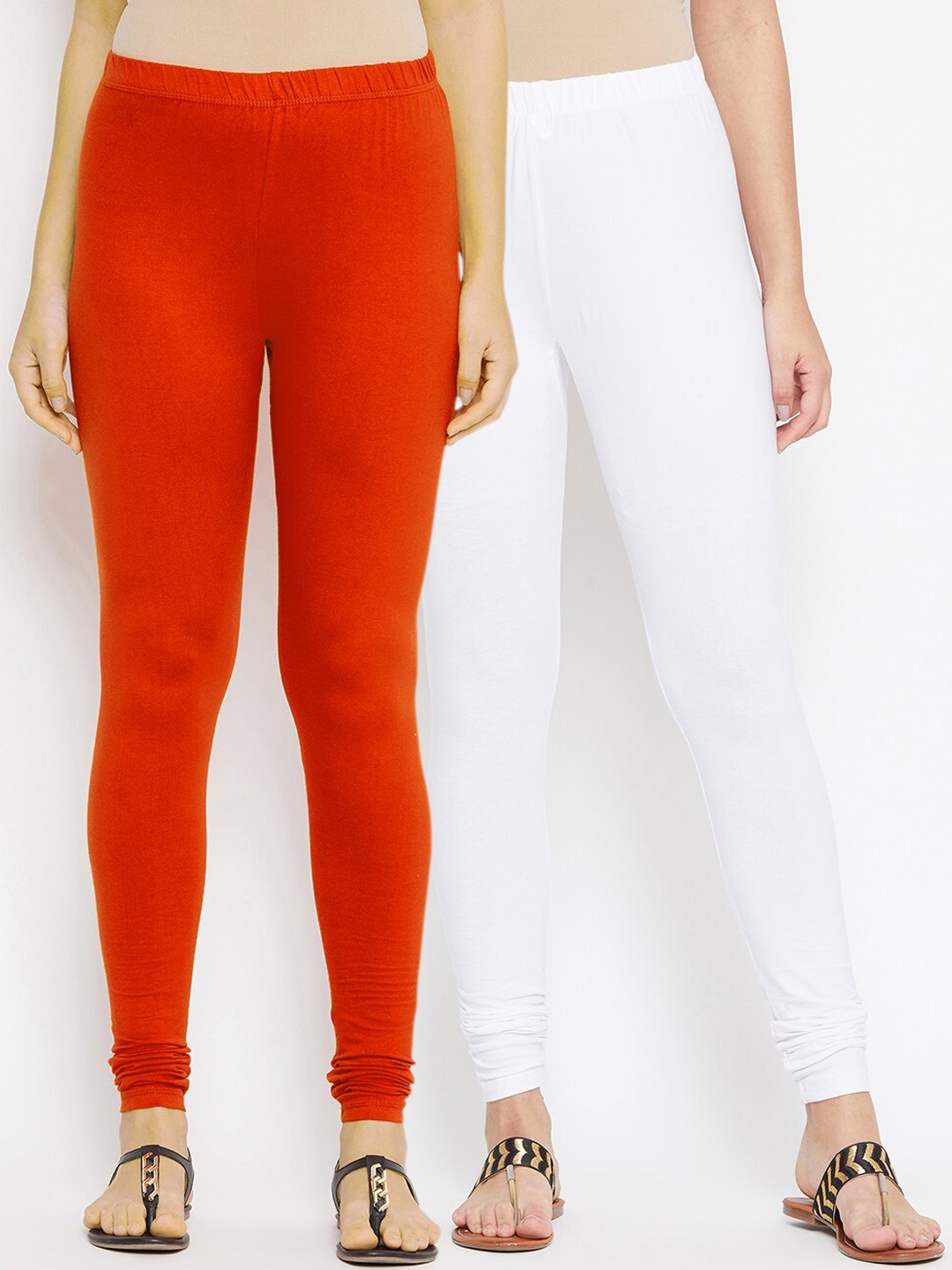 

Bitterlime Women Pack Of 2 Solid Churidar-Length Leggings, White