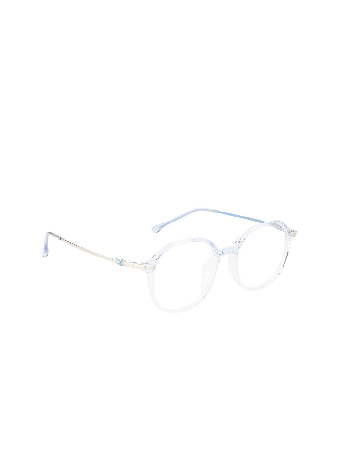 

Ted Smith Unisex Silver & Transparent Full Rim Round Frames Eyeglasses