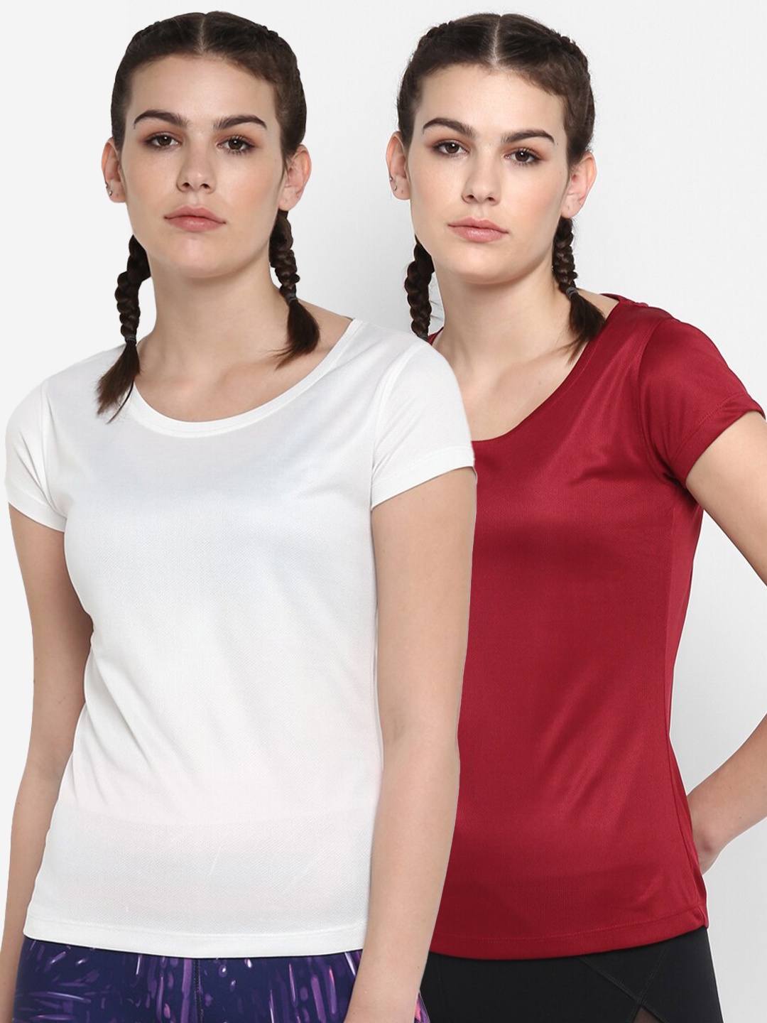 

ScoldMe Women Pack Of 2 Slim-Fit T-shirt, Multi