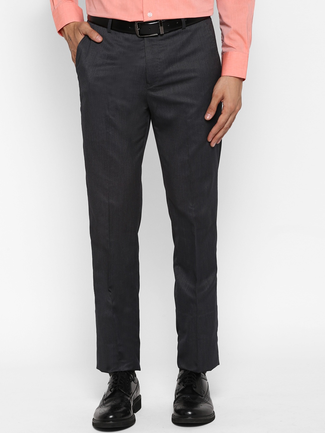 Cantabil Men Grey Straight Fit Formal Trousers