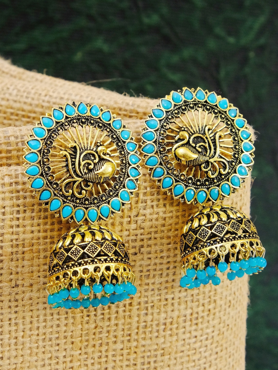 

Crunchy Fashion Blue Contemporary Jhumkas Earrings