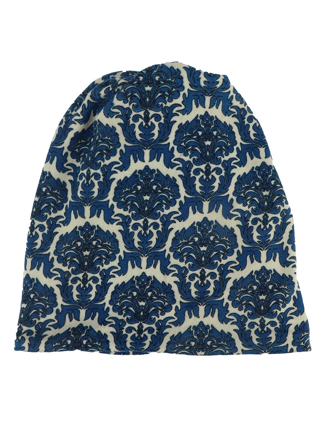 

iSWEVEN Unisex Cream & Blue Printed Beanie Cap