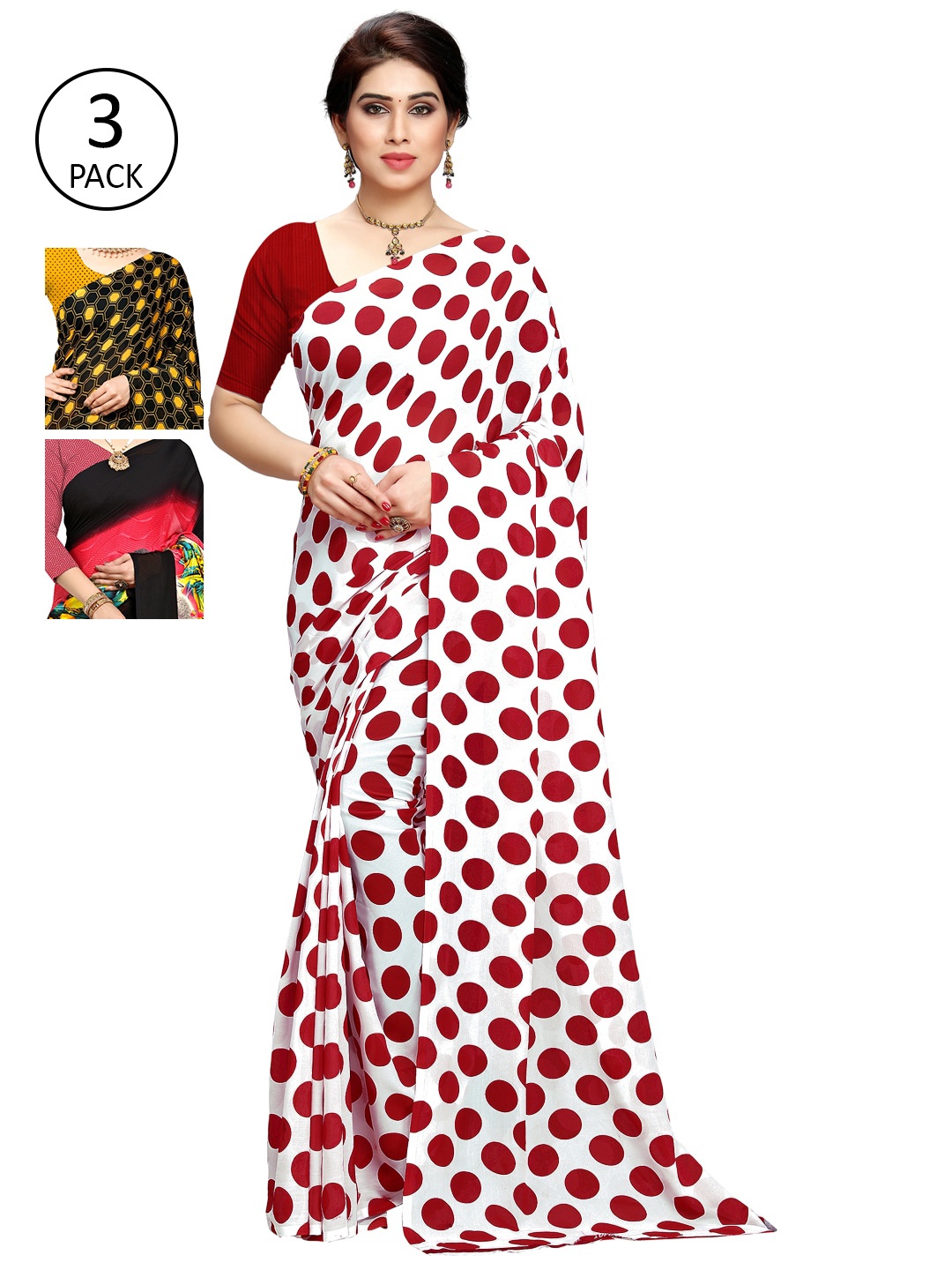 

KALINI Pack of 3 Printed Saree, Mustard