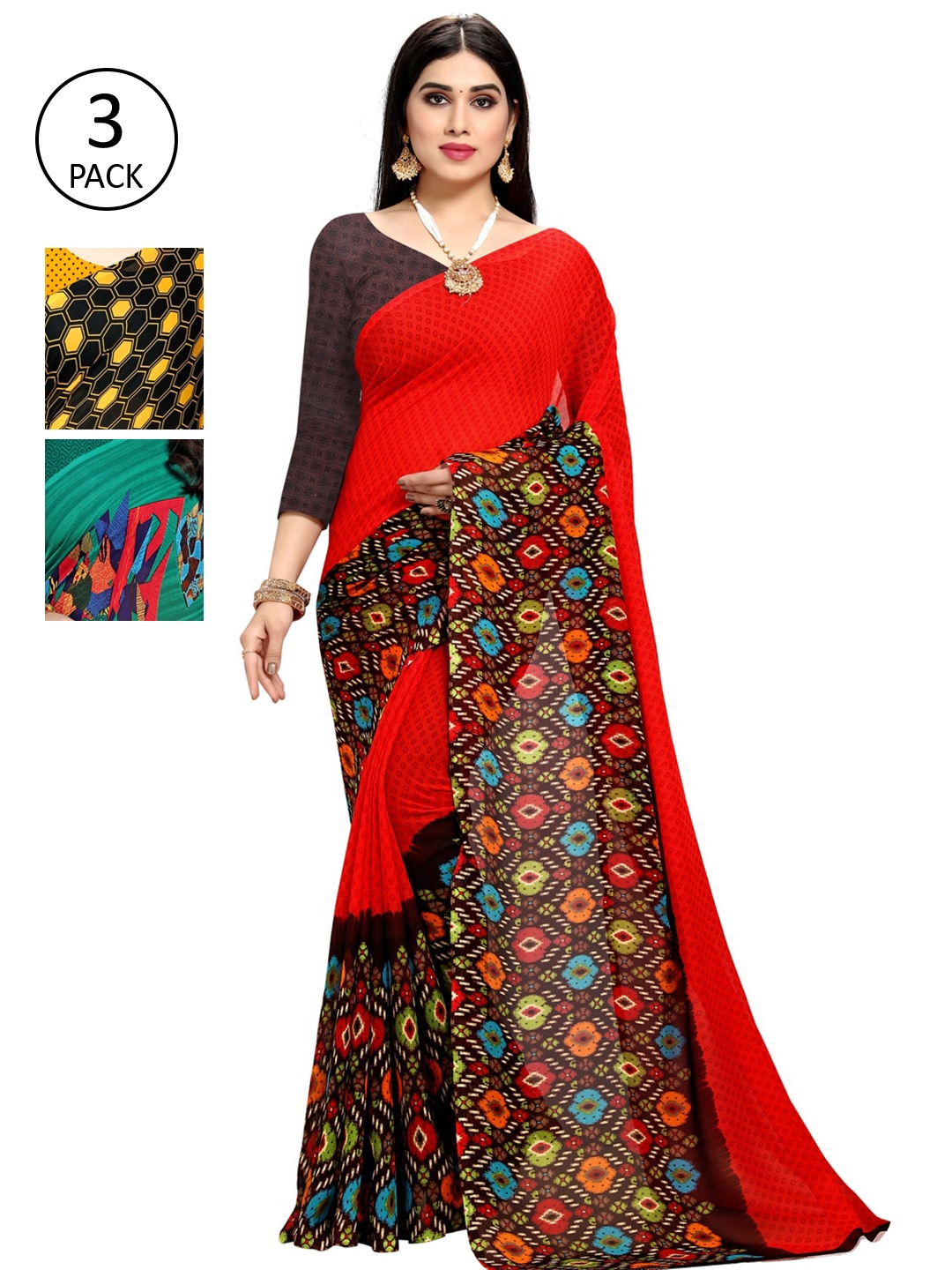 

KALINI Yellow & Black Pack of 3 Saree