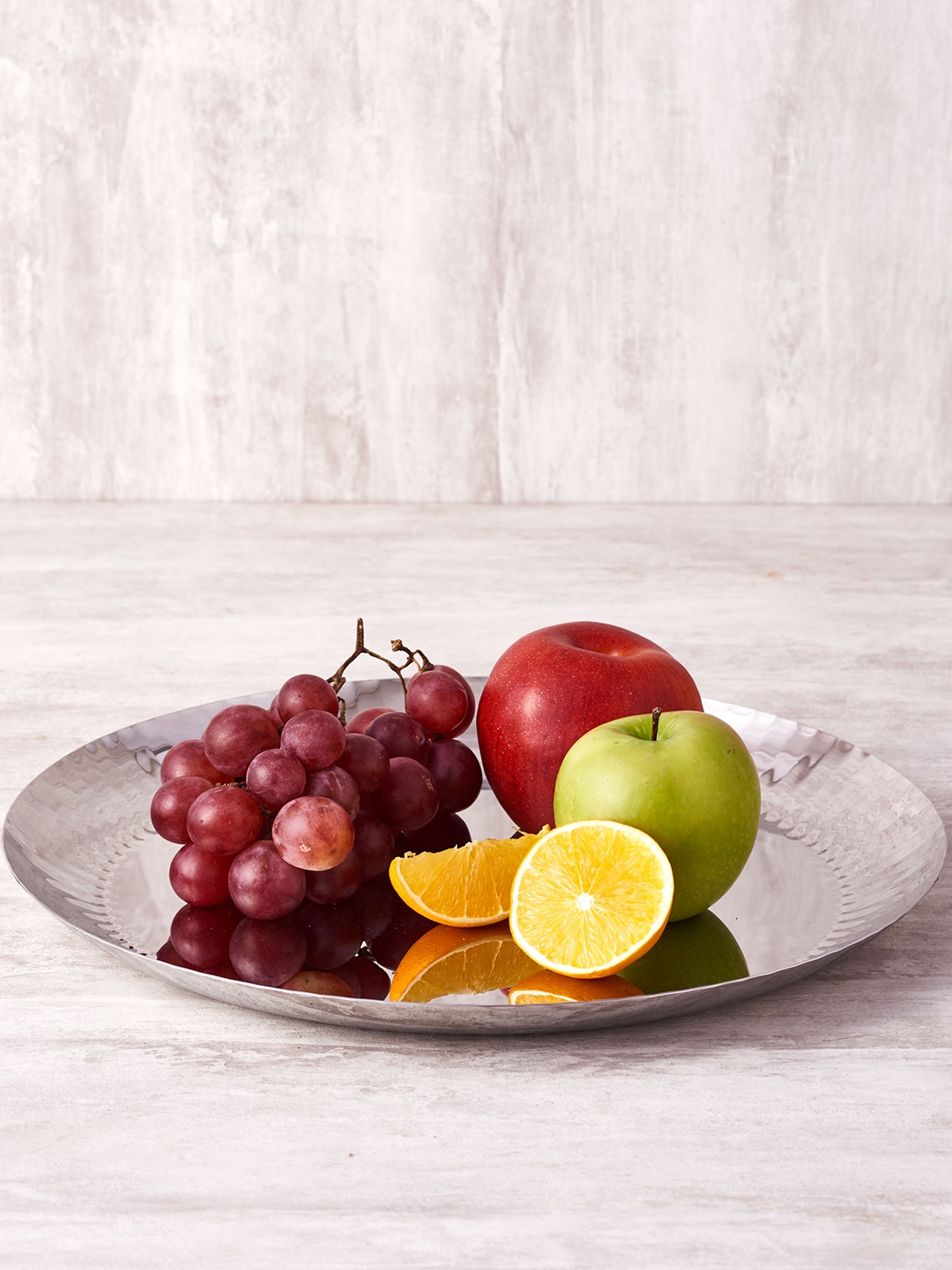 

ARTTDINOX Set Of 6 Steel-Toned Stainless Steel Glossy Rhythm Garden Dinner Plates