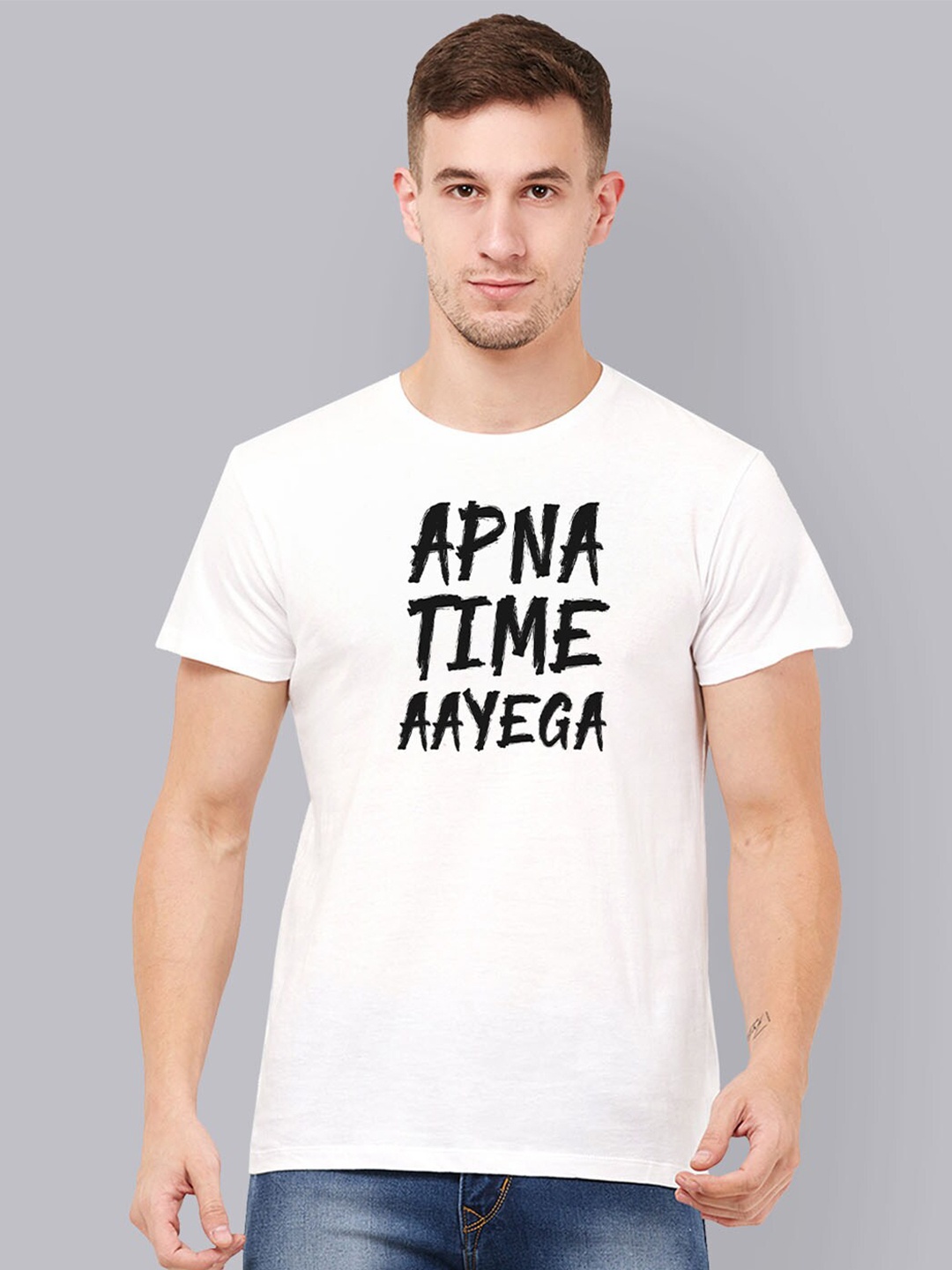 

Free Authority Men White Cotton Printed Pure Cotton T-shirt