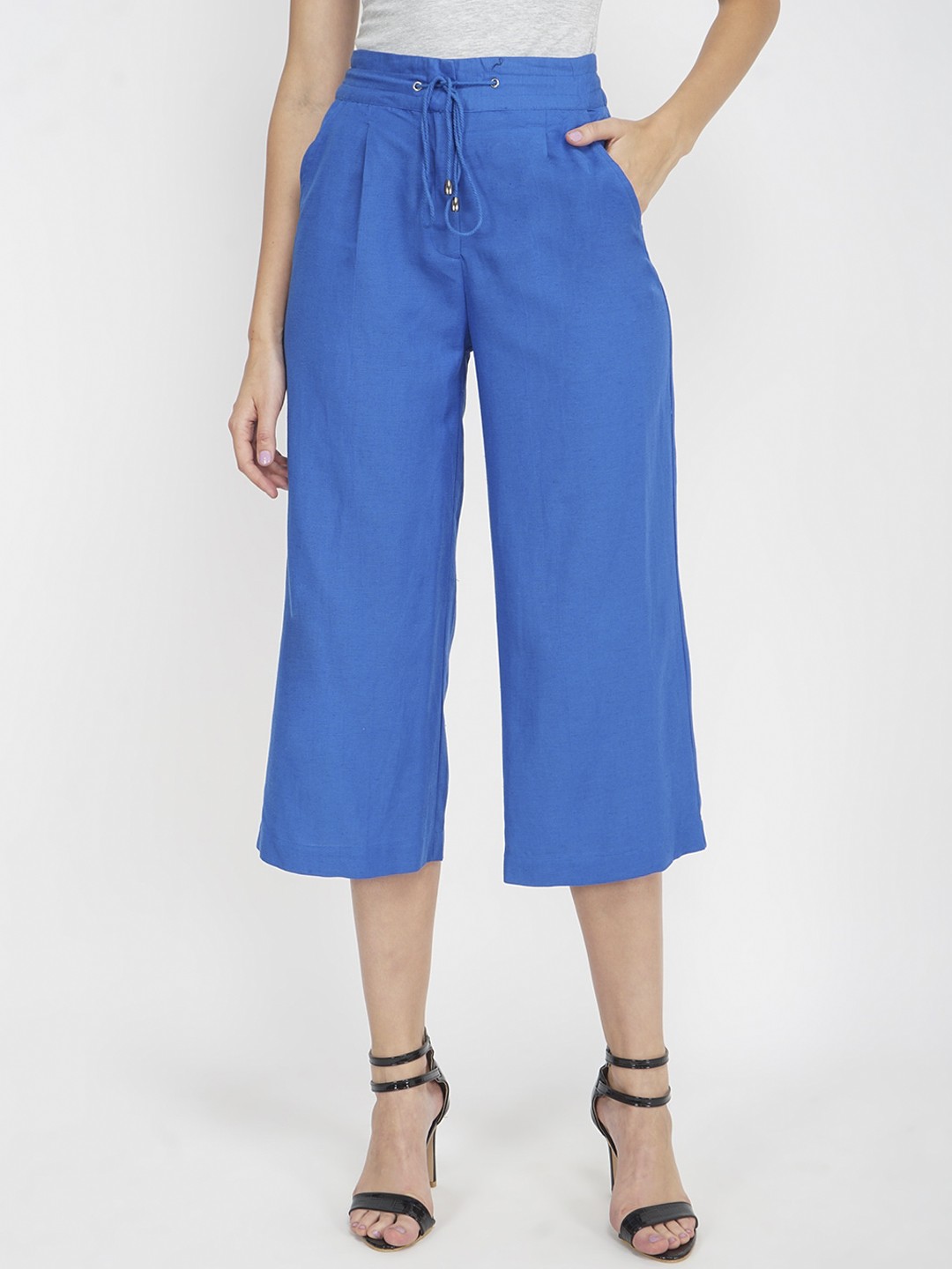 

Oxolloxo Women Blue High-Rise Culottes Trousers