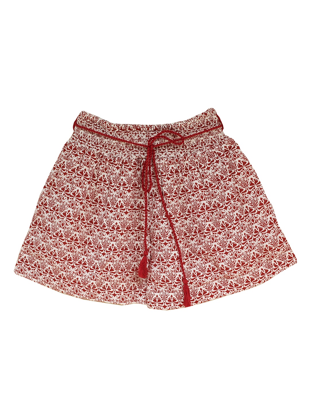 

YK Girls Red Printed Loose Fit High-Rise Regular Shorts