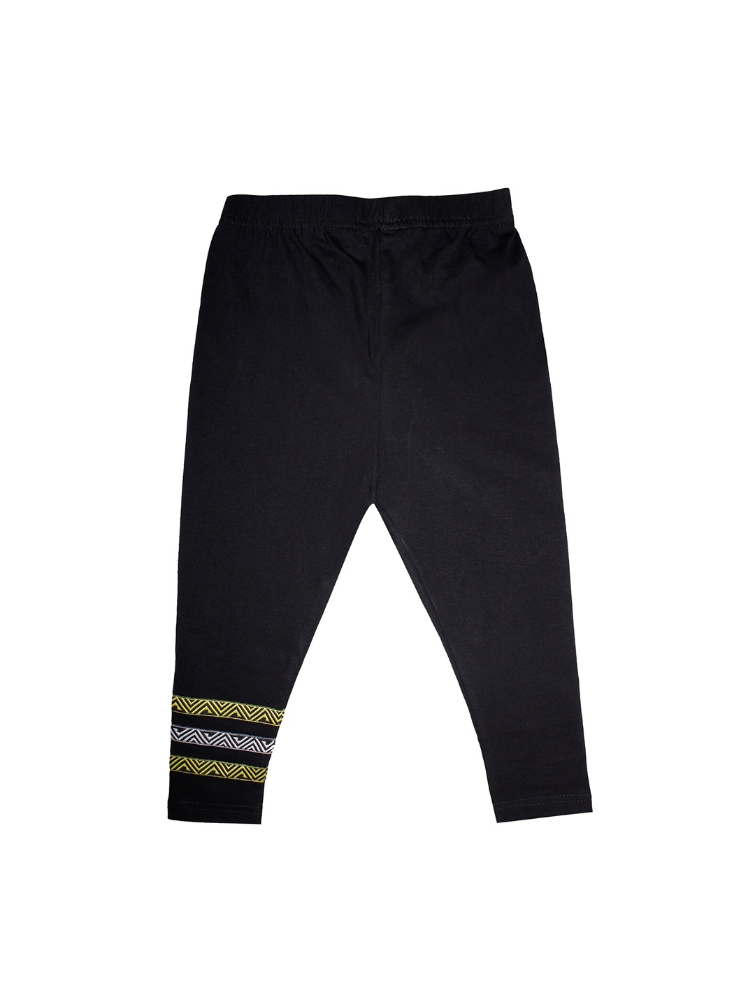 

KiddoPanti Girls Black Three Fourth-Length Capri Leggings With Tape