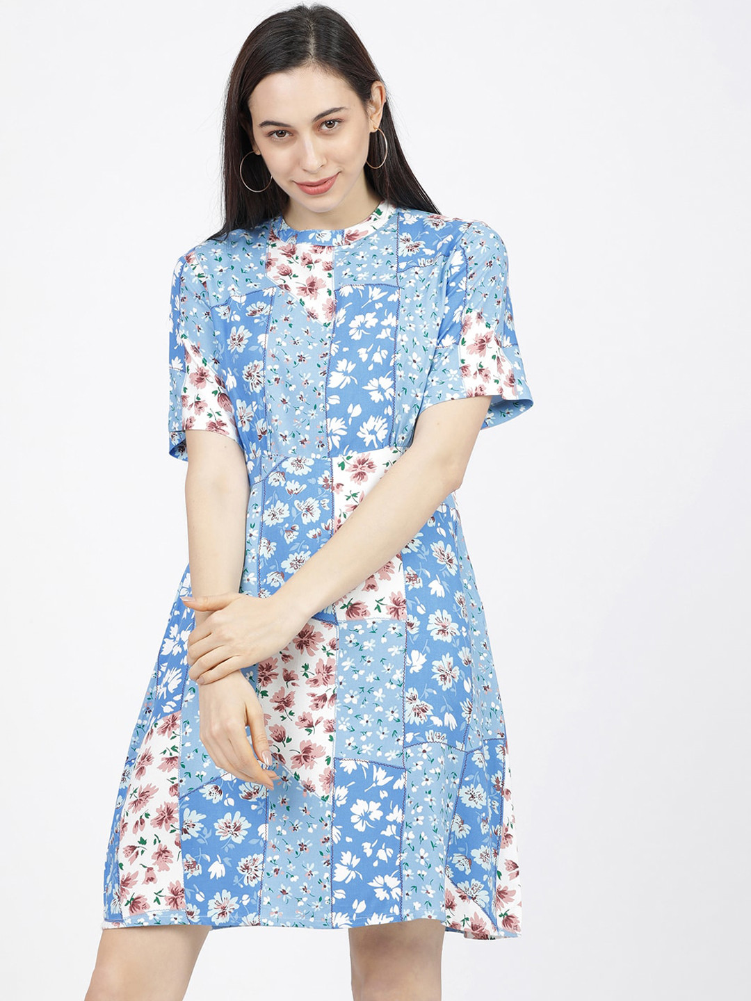 

Tokyo Talkies Women Blue Floral A-Line Midi Dress