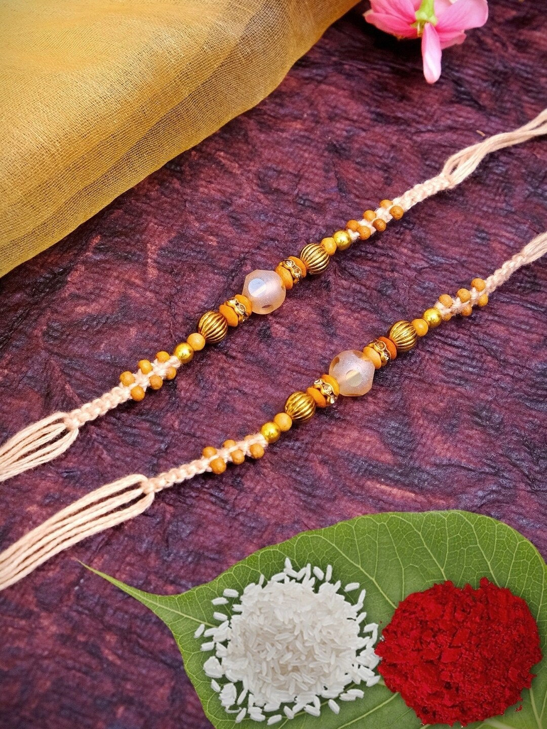 

Crunchy Fashion Men Set of 2 Fancy Rakhi With Roli Chawal, Multi