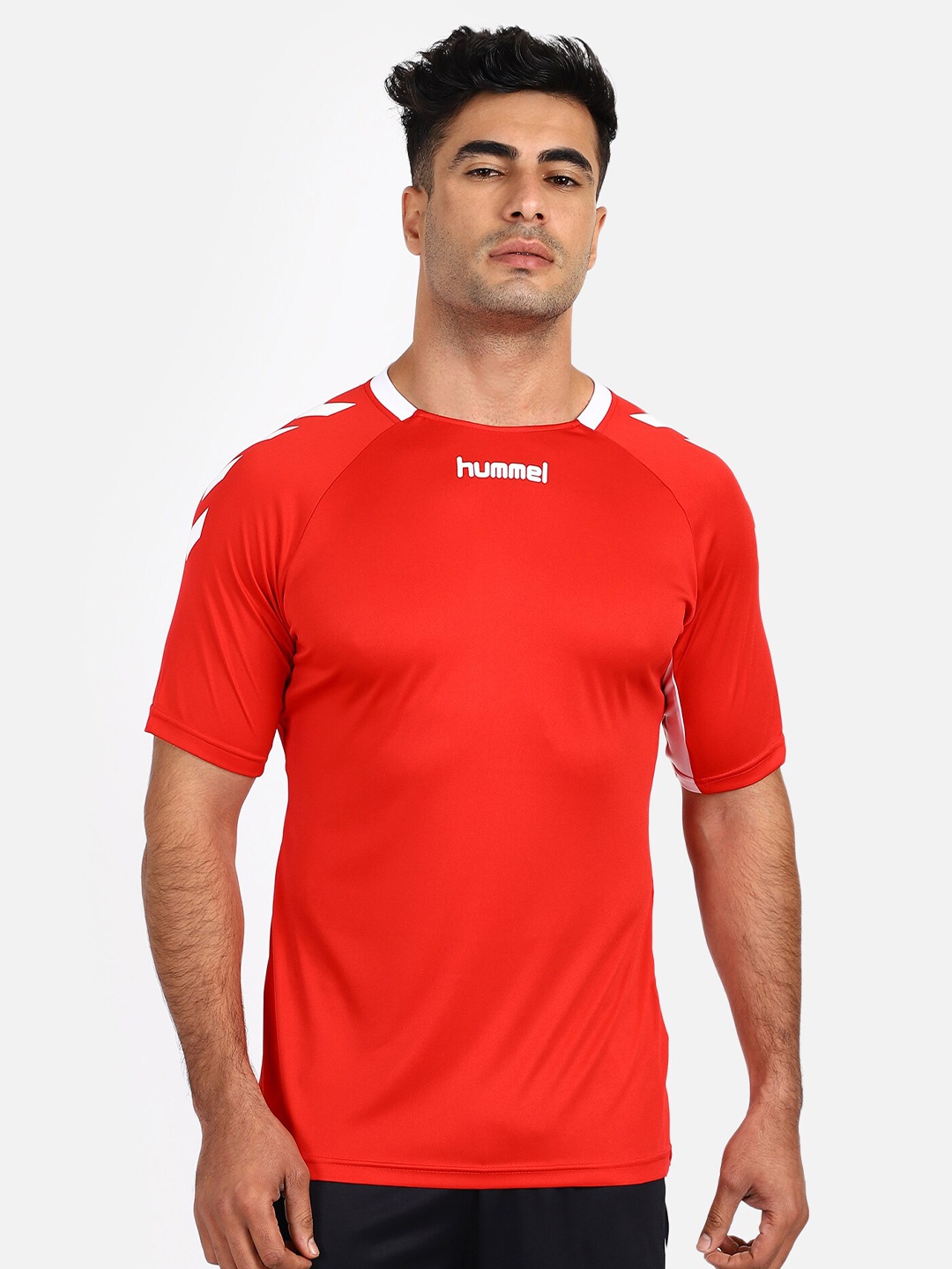

hummel Men Red Typography Printed T-shirt