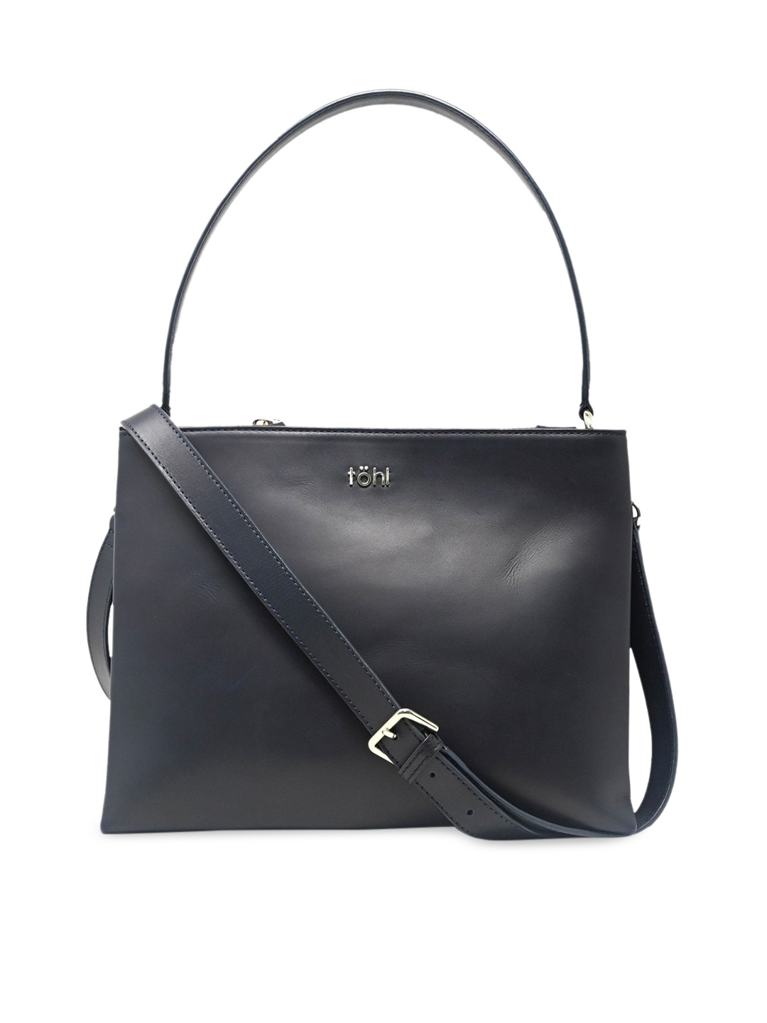 

tohl Blue Leather Structured Handheld Bag