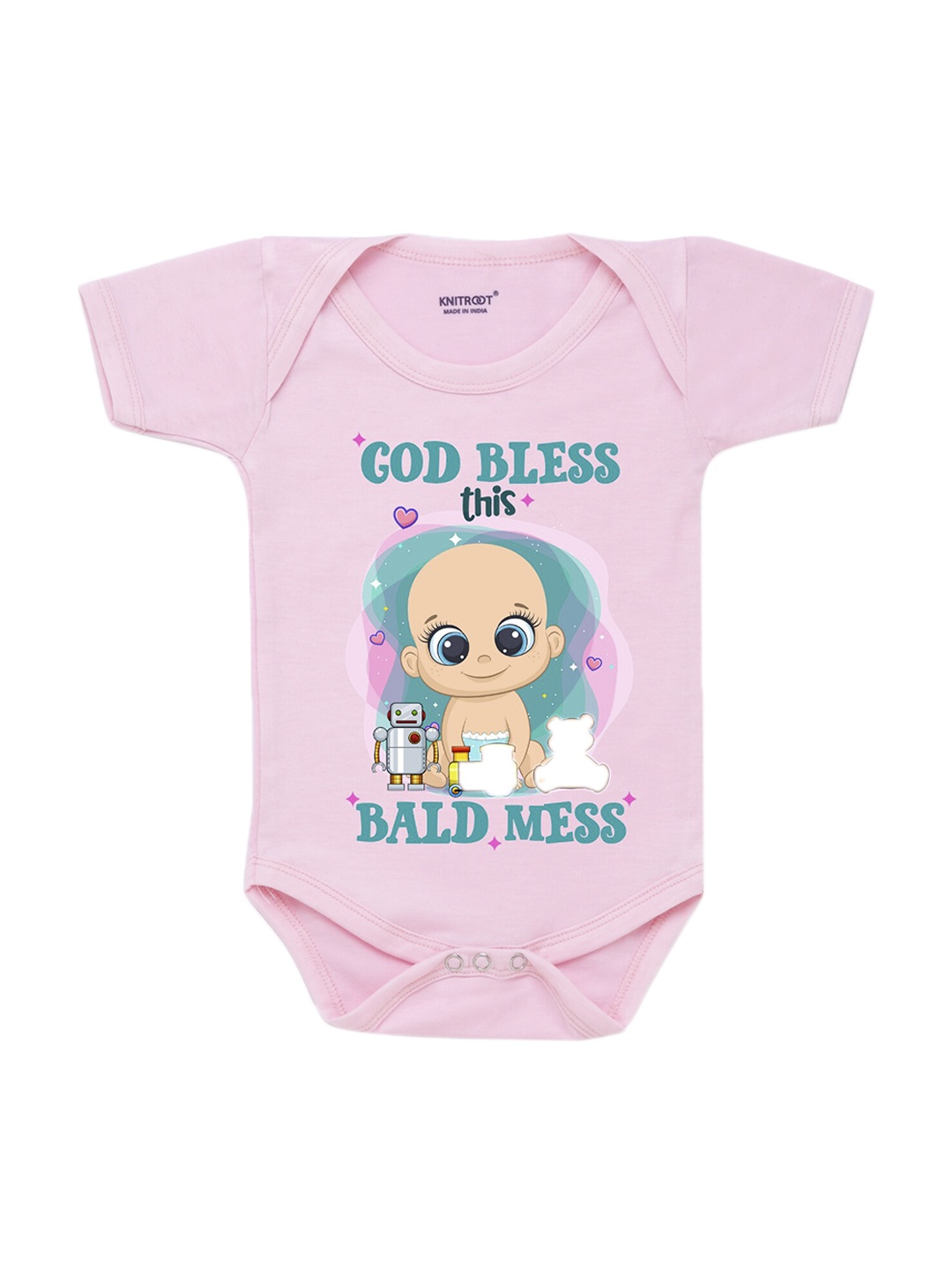 

KNITROOT Infant Kids Pink & Blue Printed Bodysuit