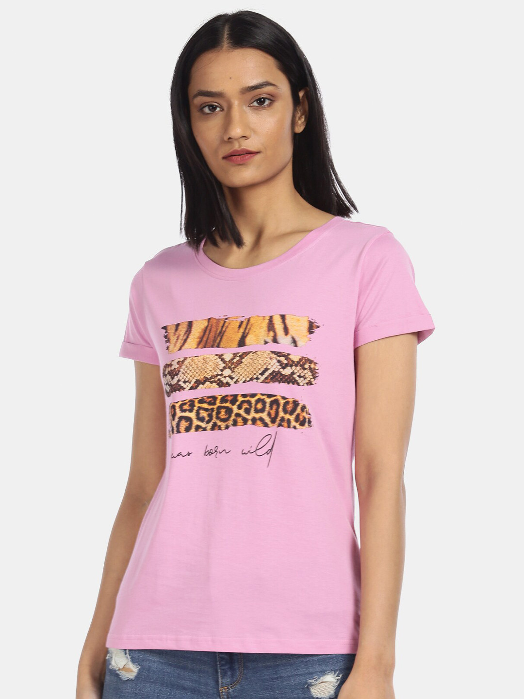 

Sugr Women Pink Printed T-shirt