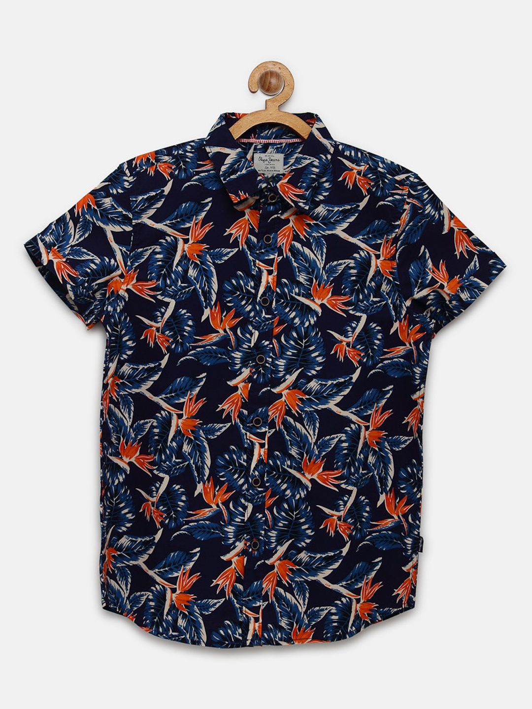 

Pepe Jeans Boys Navy Blue Floral Printed Casual Shirt
