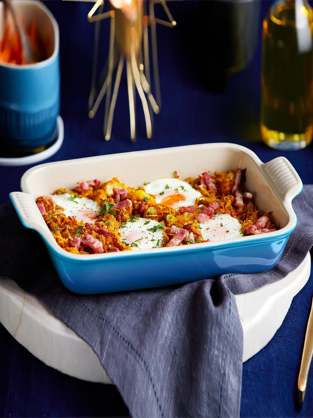 

LE CREUSET Blue & Cream-Coloured Deep Rectangular Dish